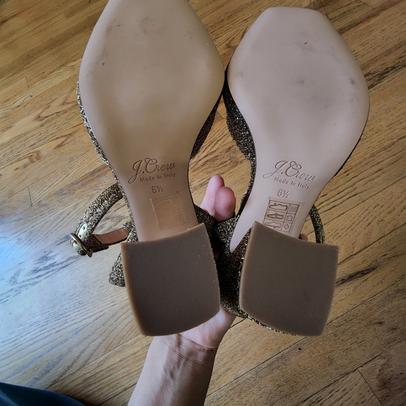 J. Crew "harlow" block heel gold lurex shoes size 6 1/2 - Picture 7 of 7